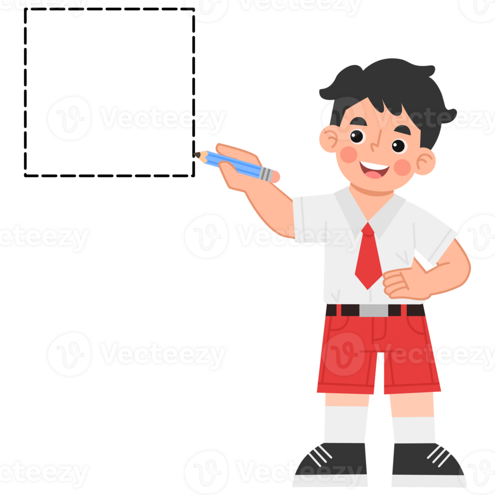 Illustration of a little boy learning geometric shapes. Illustration of Indonesian elementary school students png