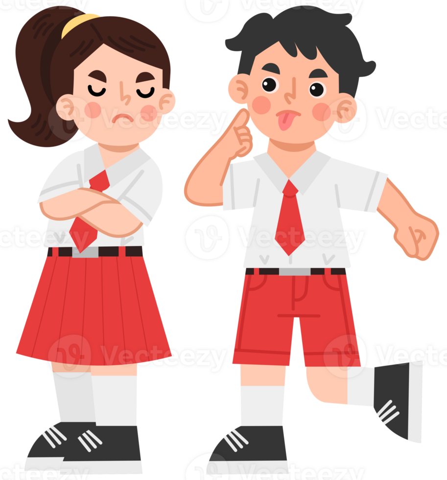 Illustration of a boy teasing a girl png