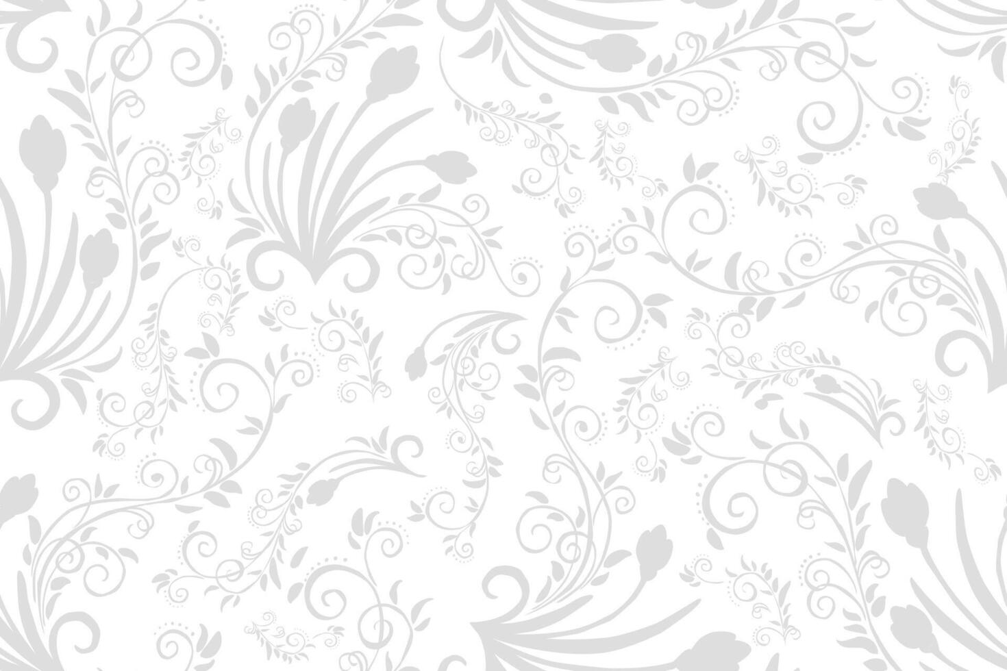 Seamless pattern with leaves and curls. Monochrome abstract floral background. Stylish monochrome texture. vector