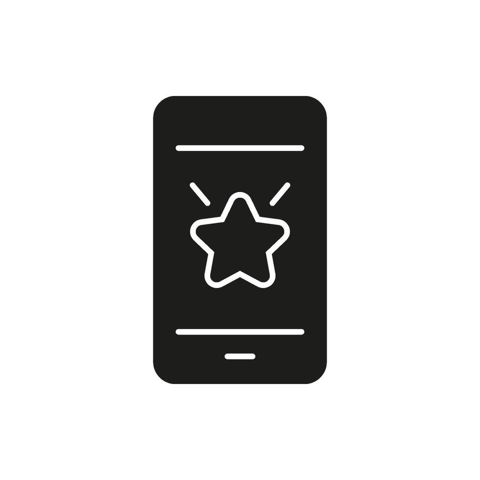 Smartphone With Star Solid Icon. Mobile App, Featured Application, And Top Rated Software Symbol. User Interface Design And Quality Rating. Isolated Illustration vector