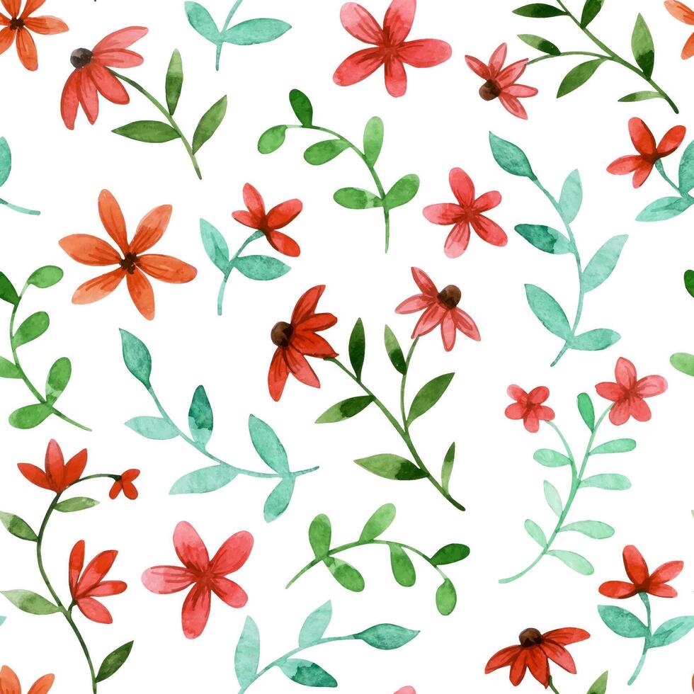Watercolor floral pattern design vector