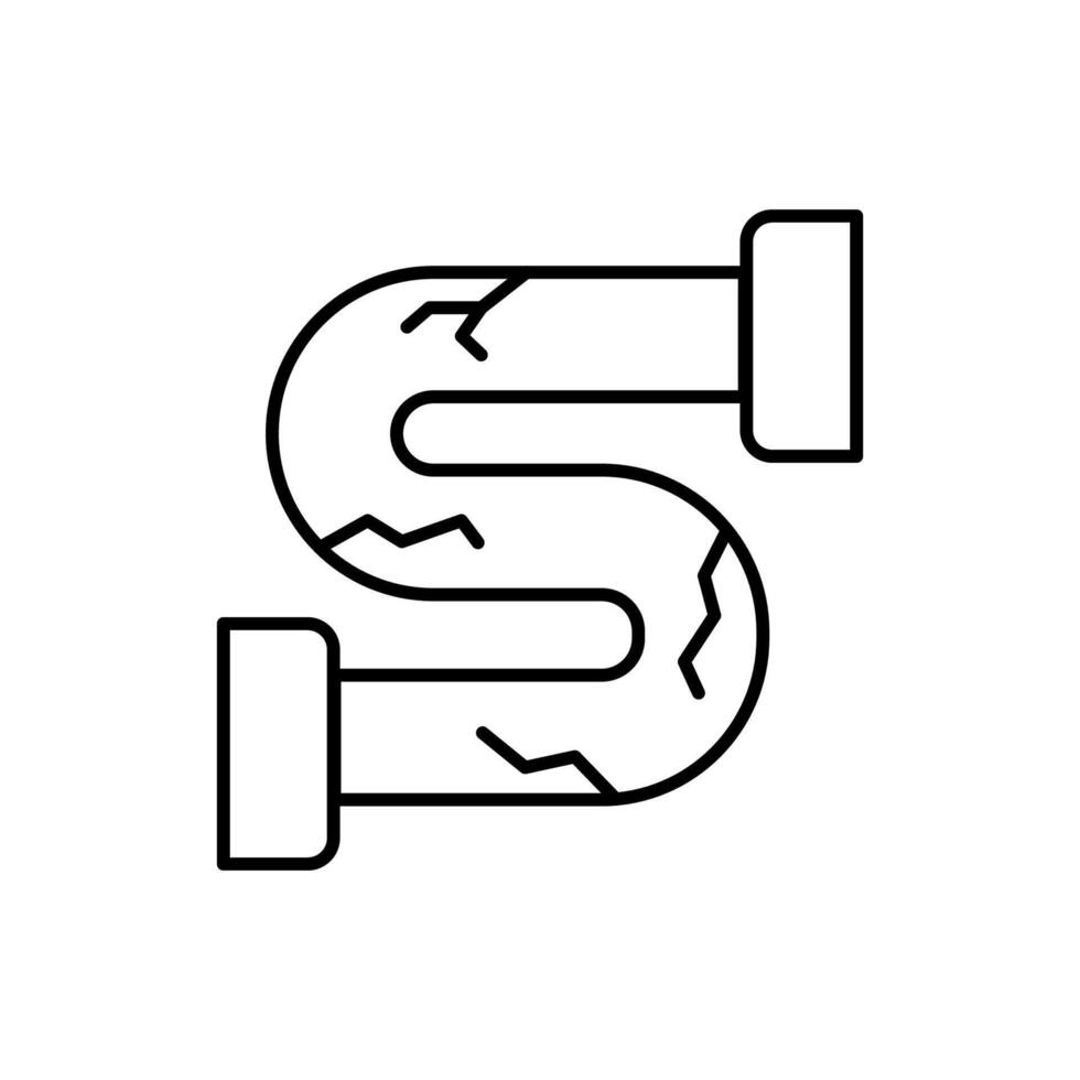 Broken Pipe and Water Leak Minimalistic Line Icon for Web and Graphic Design, Apps, Banners, Social Network and Cards vector