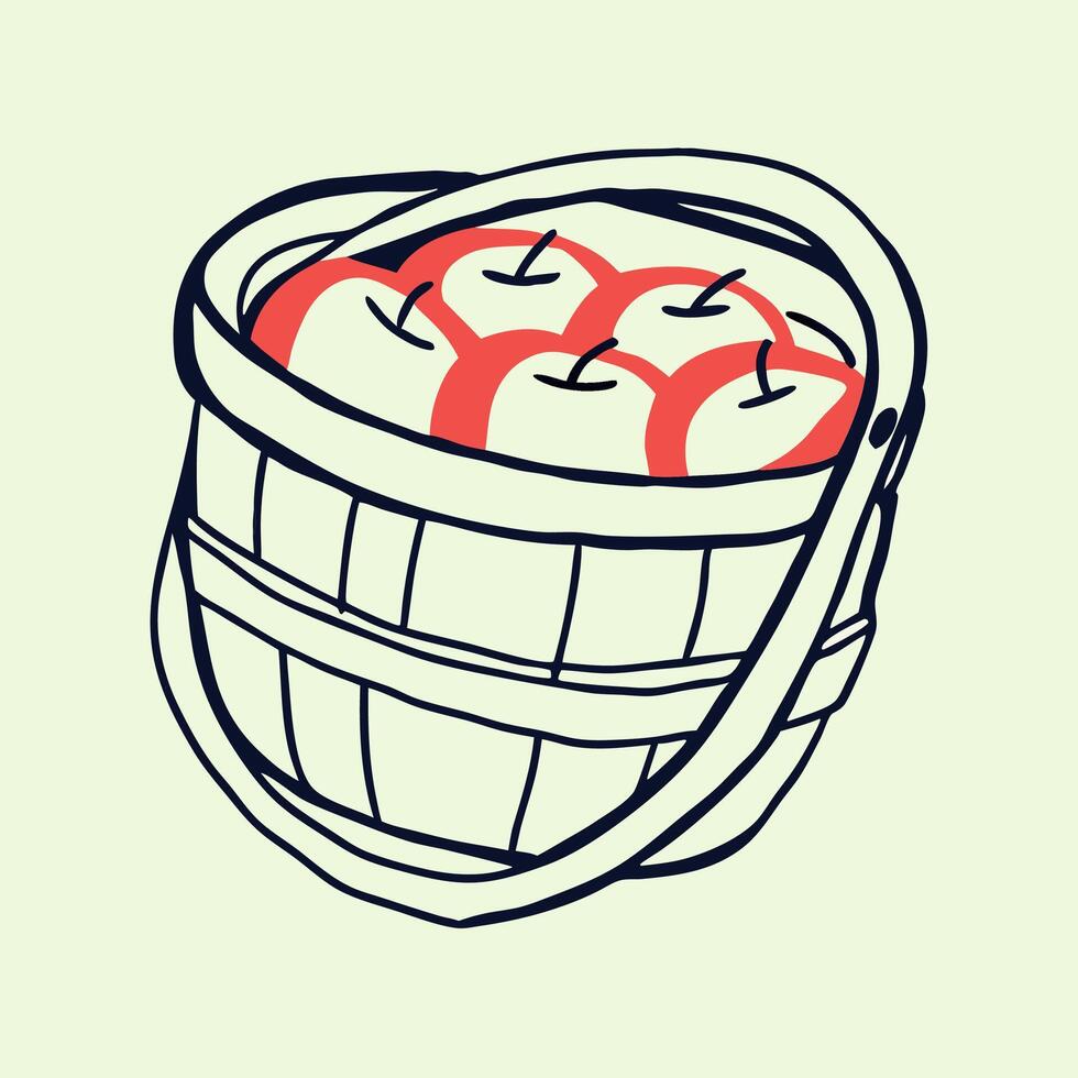Basket of Red Apples Fall Harvest Illustration vector