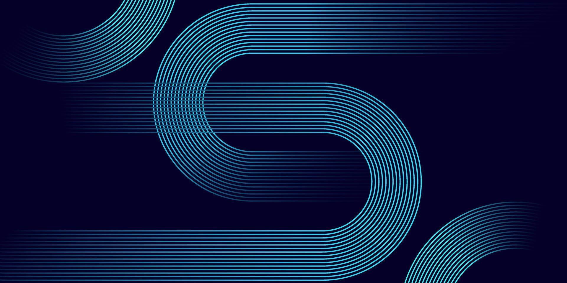 Futuristic Blue Curved Line Abstract Background on Dark Surface vector