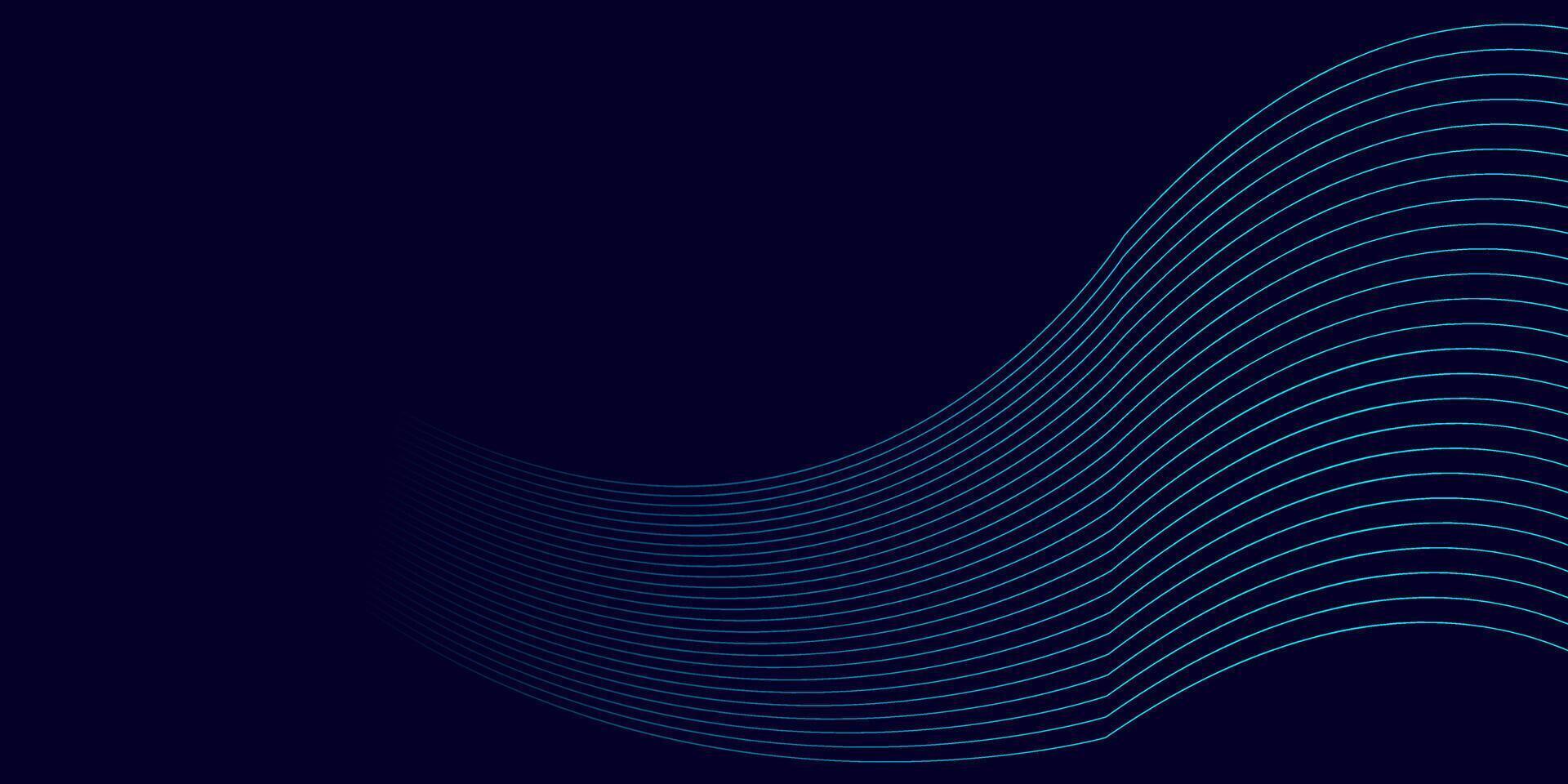 Minimal Dark Abstract Background with Blue Wavy Lines vector