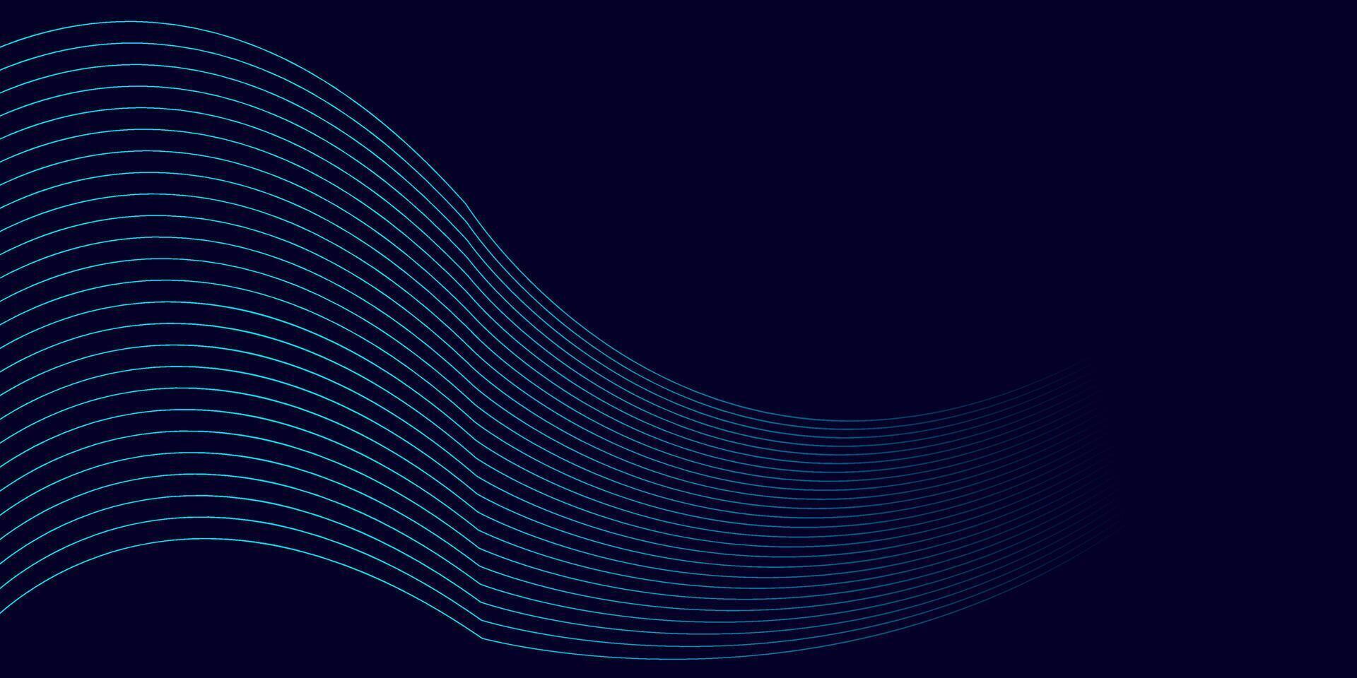 Minimal Wavy Blue Line Background on Dark Navy vector