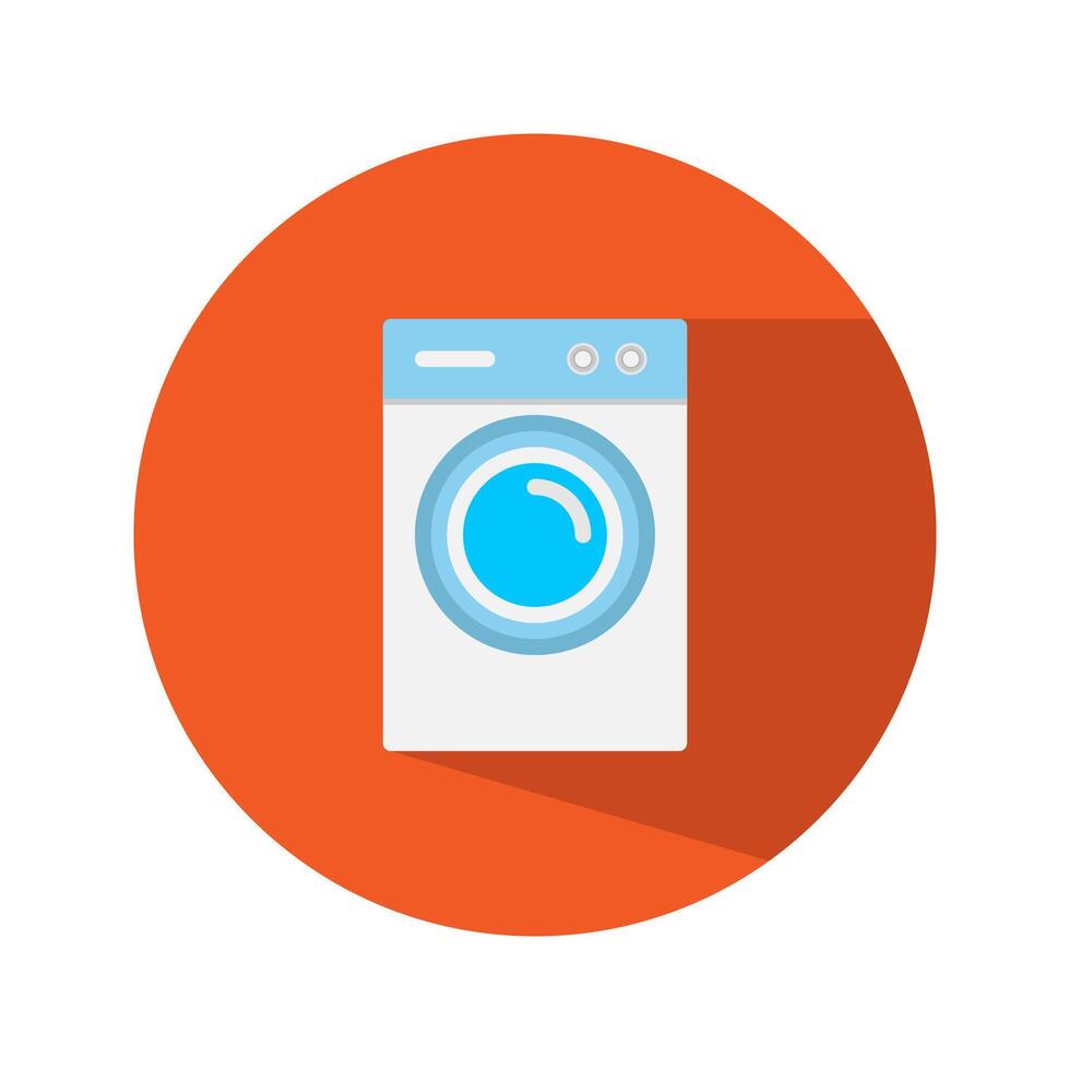 Laundry Machine Flat Background Icon. Editable Stroke. Can be used for website UI and mobile apps. vector