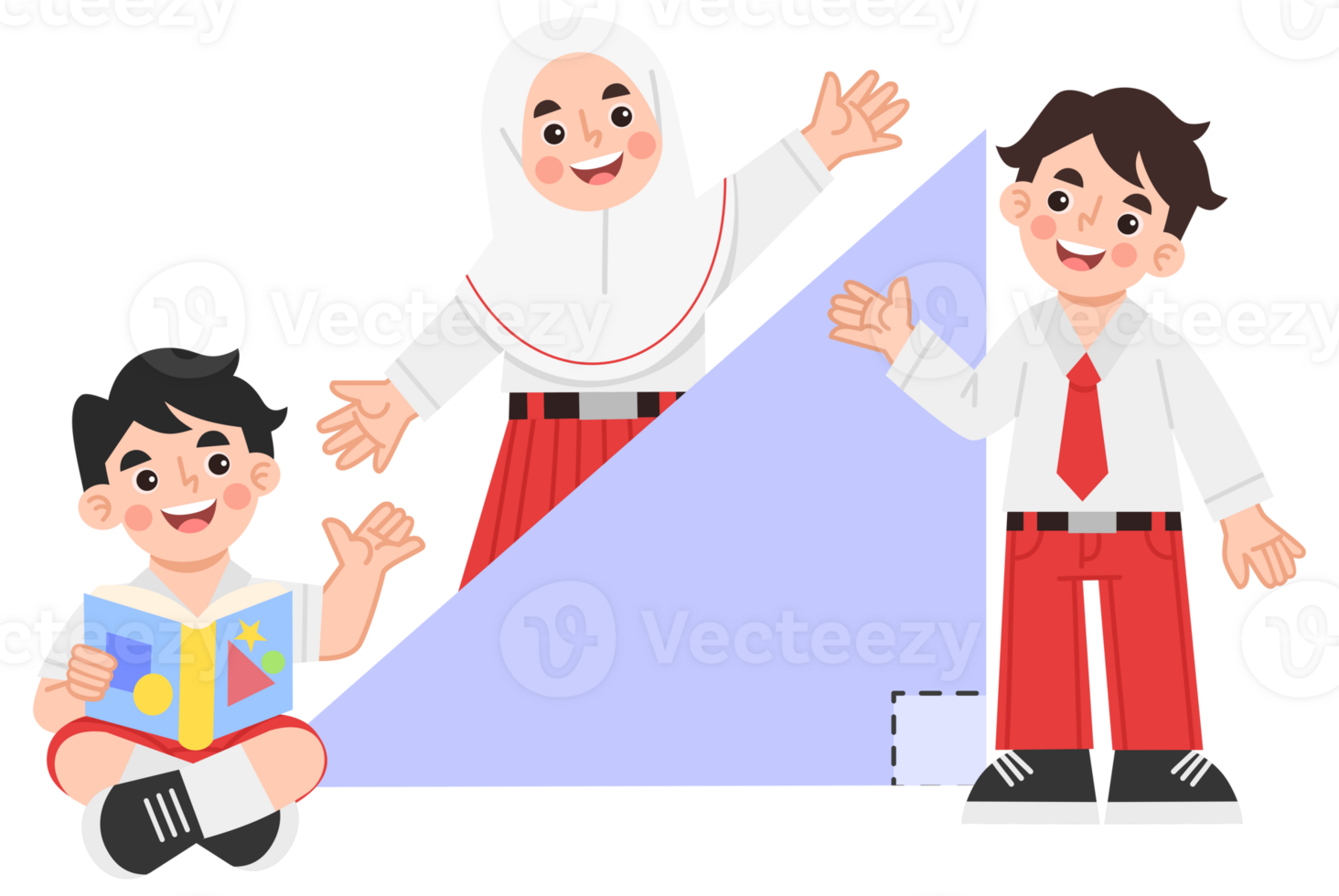 Illustration of elementary school students with right-angled png