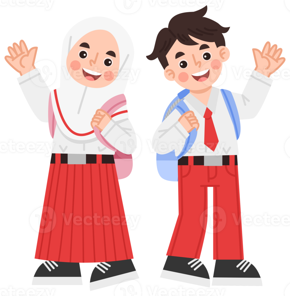 Illustration of Indonesian elementary school students png