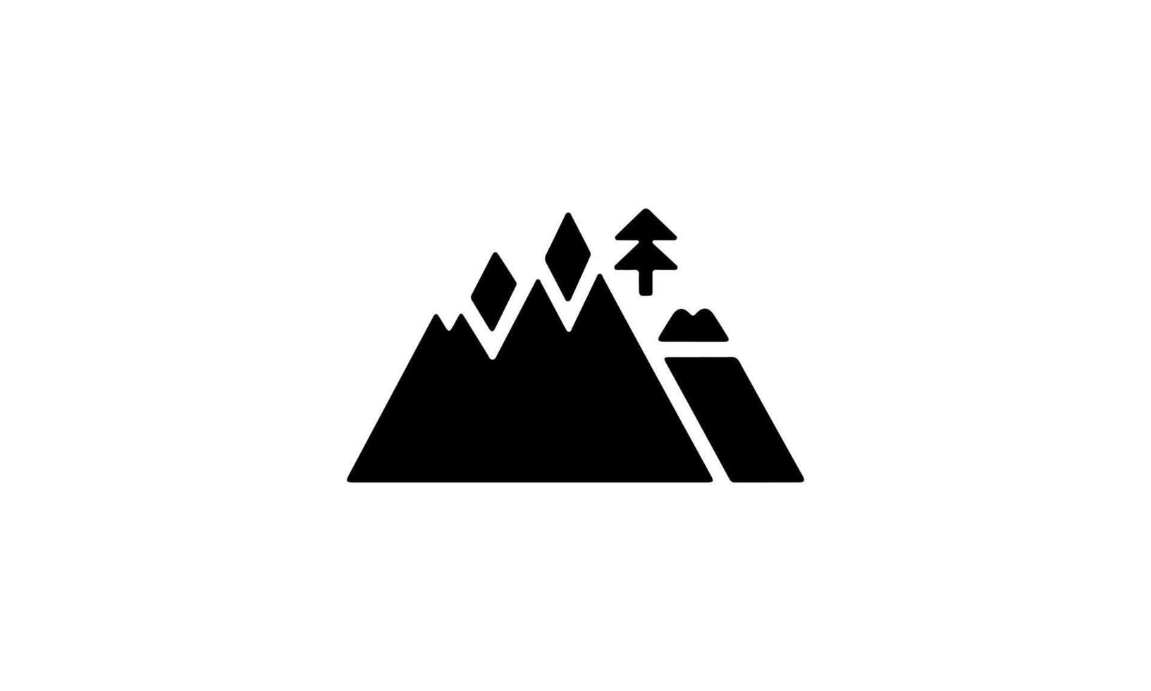 Mountain Icon Minimal Nature, Peak, Tree, Travel, Outdoor Landscape Symbol vector