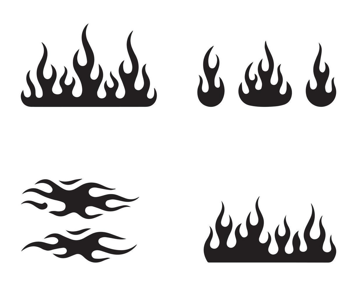 Flame Silhouette Set Black Fire Icon Pack for Tattoo and Graphic Design vector