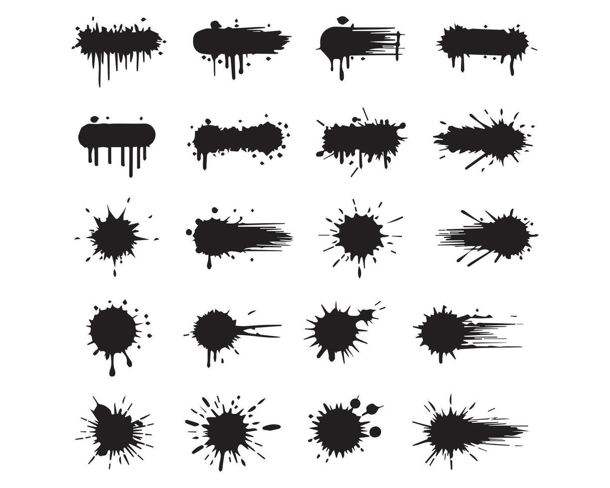 Grunge Ink Splatter Collection ripping Paint Blobs, Stains, Smudges, and Brush Marks vector