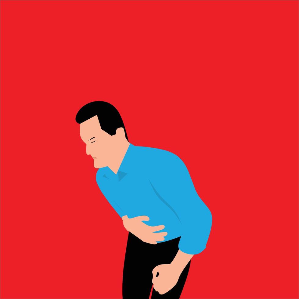 Illustration of a man with stomach pain vector