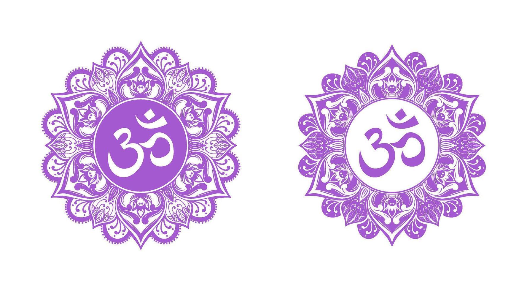 Spiritual Hindu Om Mandala Indian Yoga, Buddha, and Chakra Symbol Design vector