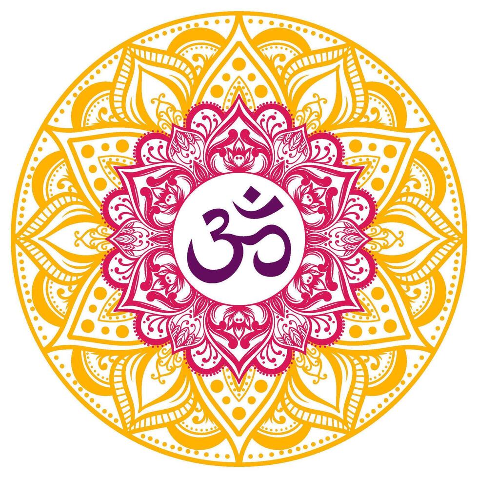 Om Symbol Design Spiritual Hindu Buddha Elements Mandala, Chakra, Yantra, Meditation, and Eastern Art vector