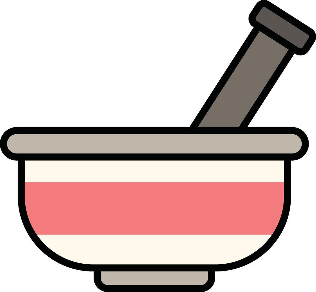 Kitchen mortar pestle flat illustration vector
