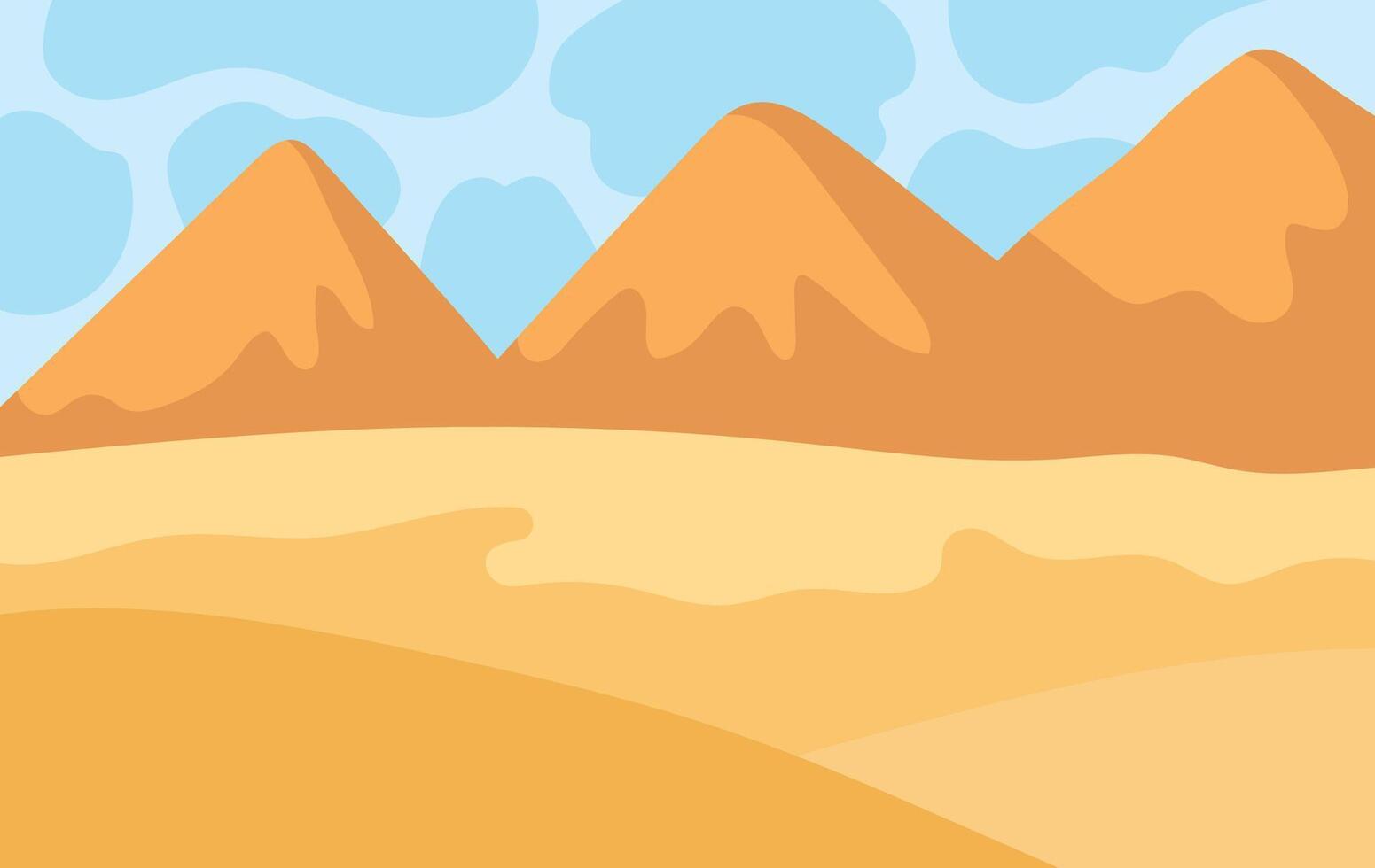 Golden desert hills with clear blue sky illustration vector