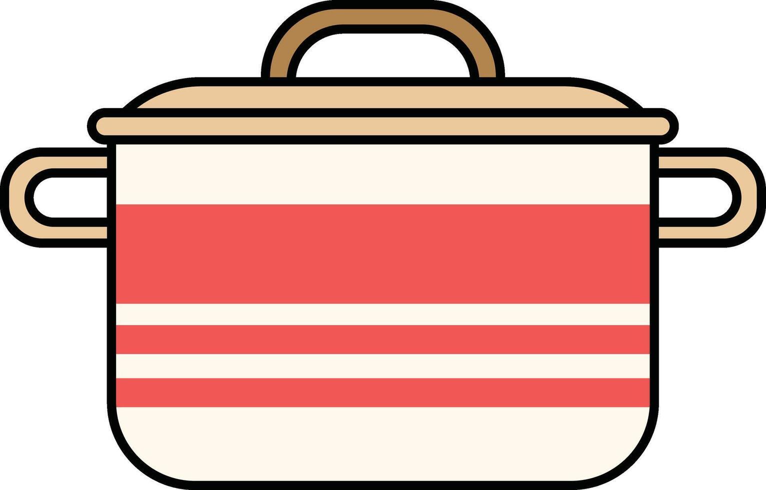 Red striped kitchen cooking pot illustration vector
