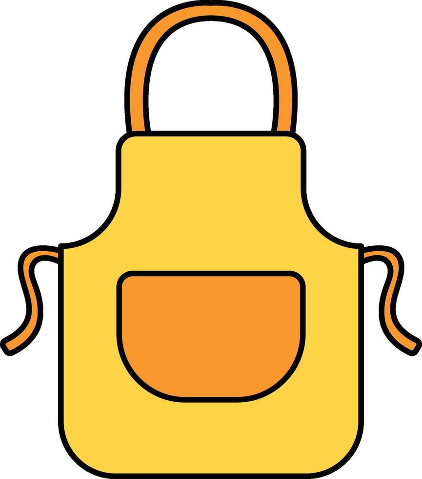 Yellow kitchen apron with front pocket illustration vector