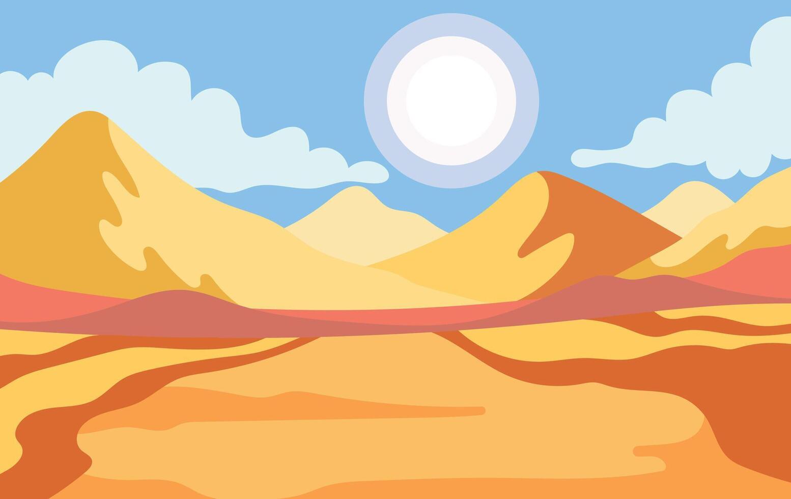 Bright desert hills under clear sunny sky illustration vector