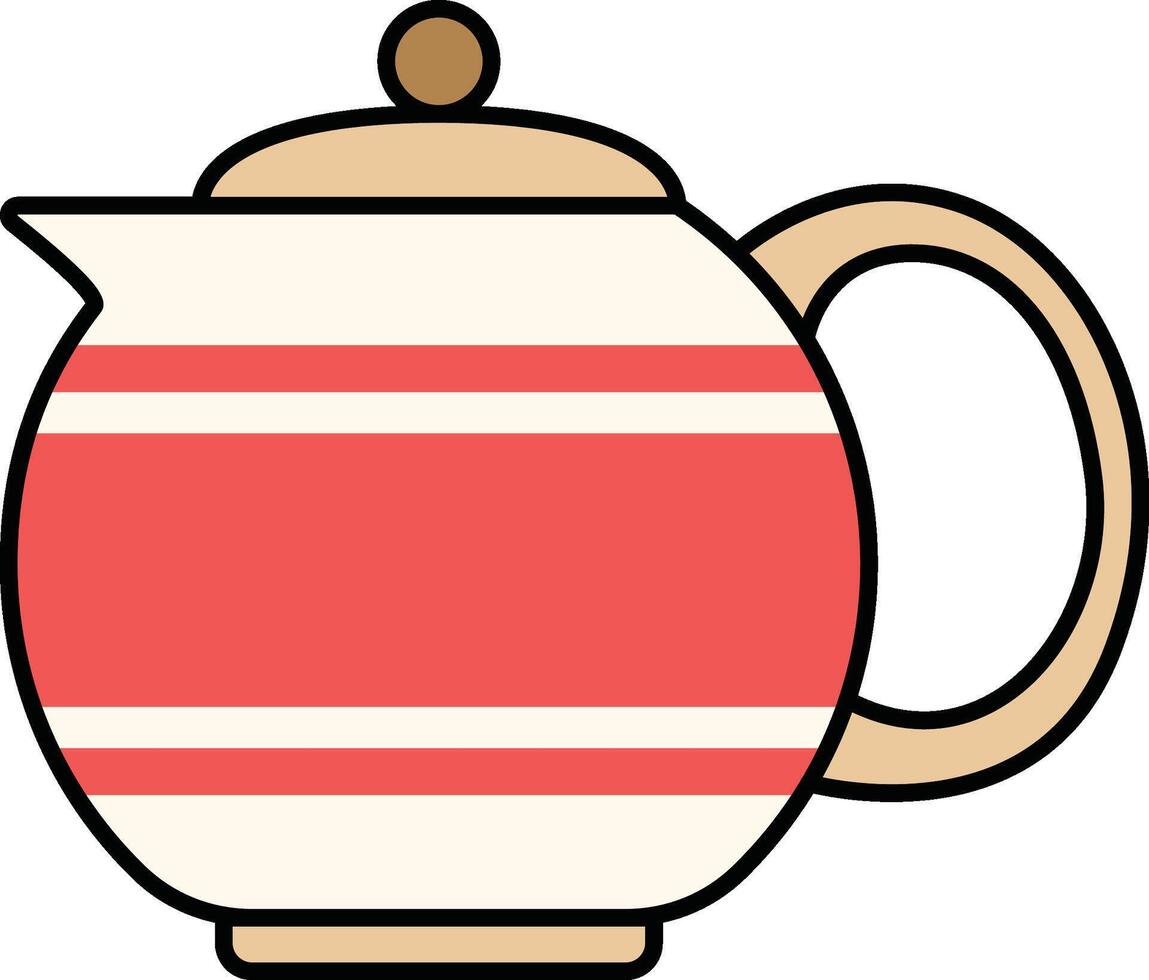 Red striped kitchen teapot illustration vector