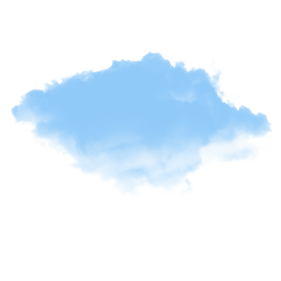 Bright Blue Puffy Cloud Element with Depth and Highlighted Edges png
