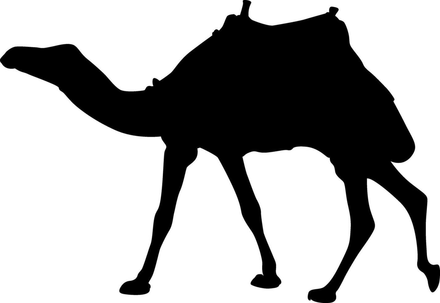 Silhouette of a Camel with Saddle Walking vector