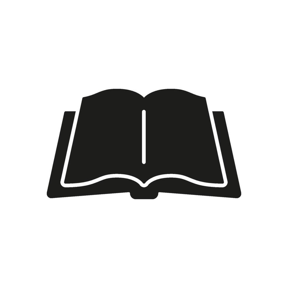 Open Book Solid Icon. Knowledge, Education, And Learning Silhouette Symbol. Literary Exploration And Information Access. Isolated Illustration vector