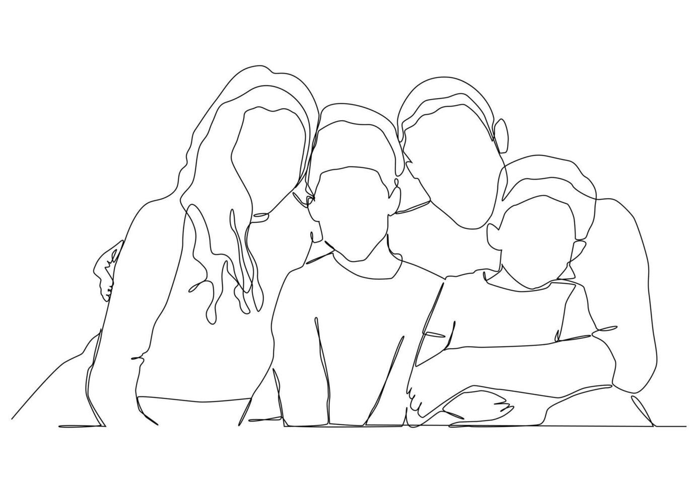 continuous one line drawing of mother father and child vector
