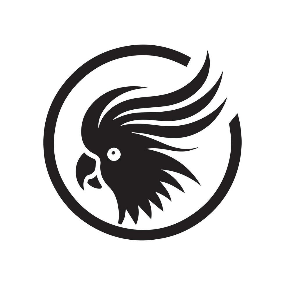 White Background Parrot Logo, Minimalist Design vector