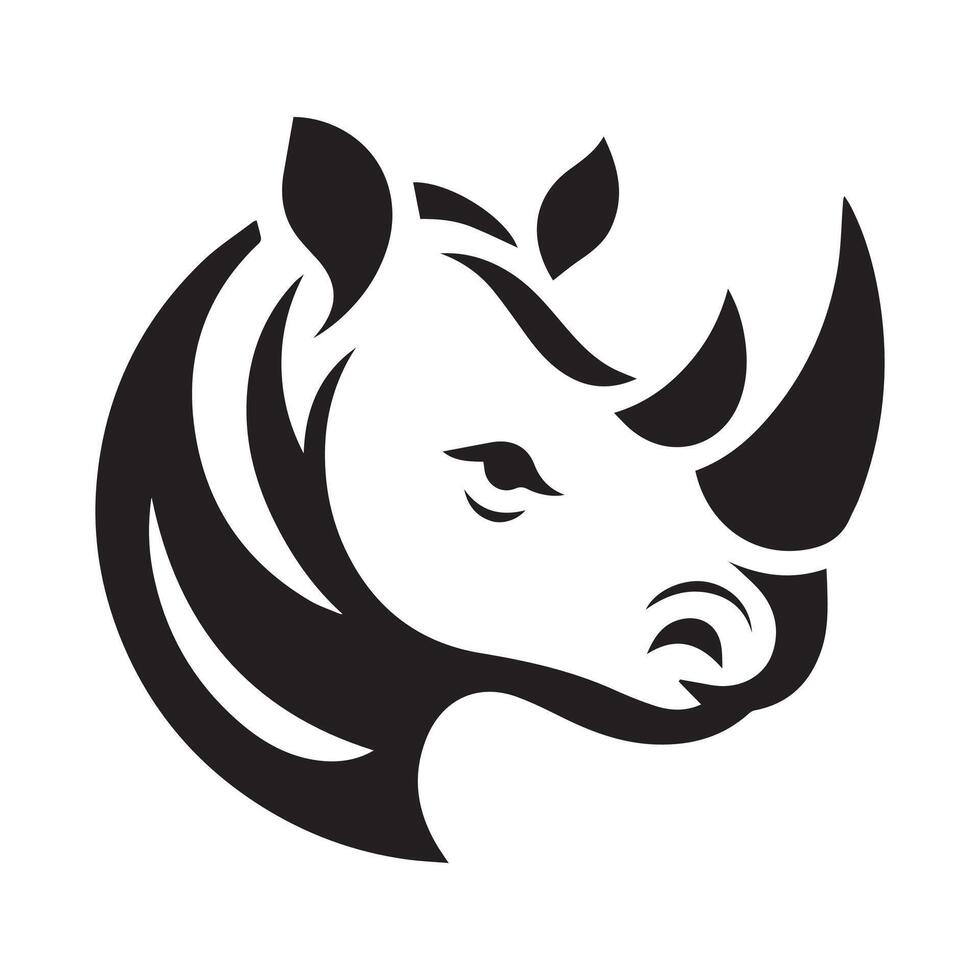 minimalist rhino logo on white background vector