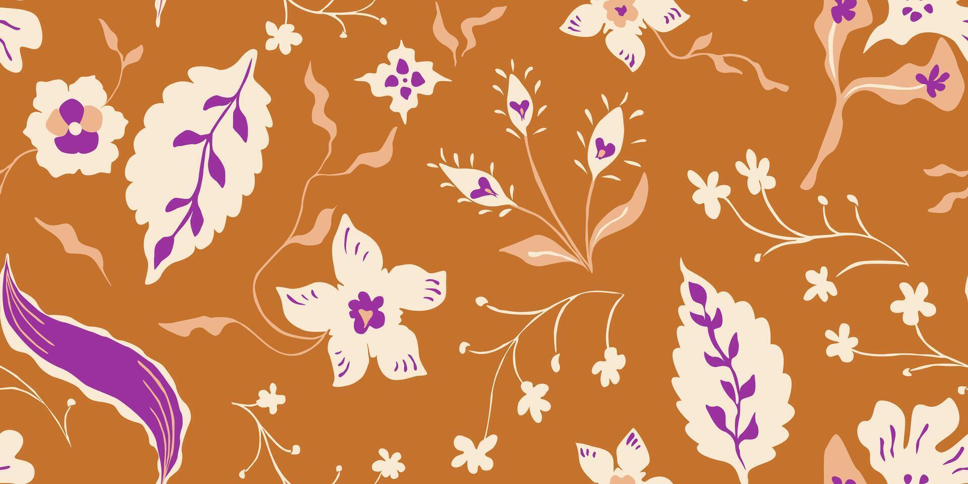 Wildflower modern folk exotic stylized seamless pattern for home decor and textile design vector