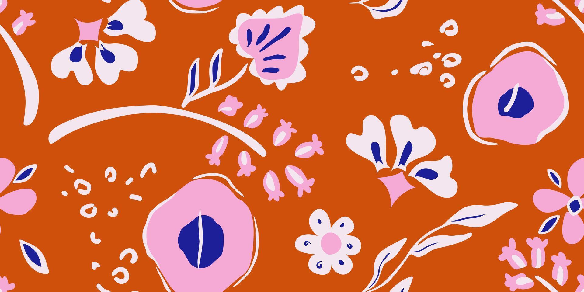 Seamless stylized boho folk floral pattern for fabric and wallpaper vector