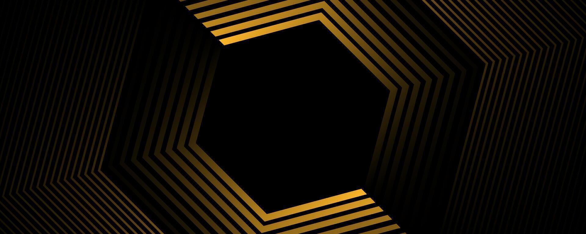 Black and gold hexagonal background design vector
