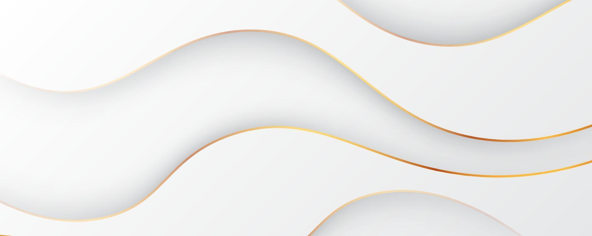 Elegant white and gold wave pattern background vector