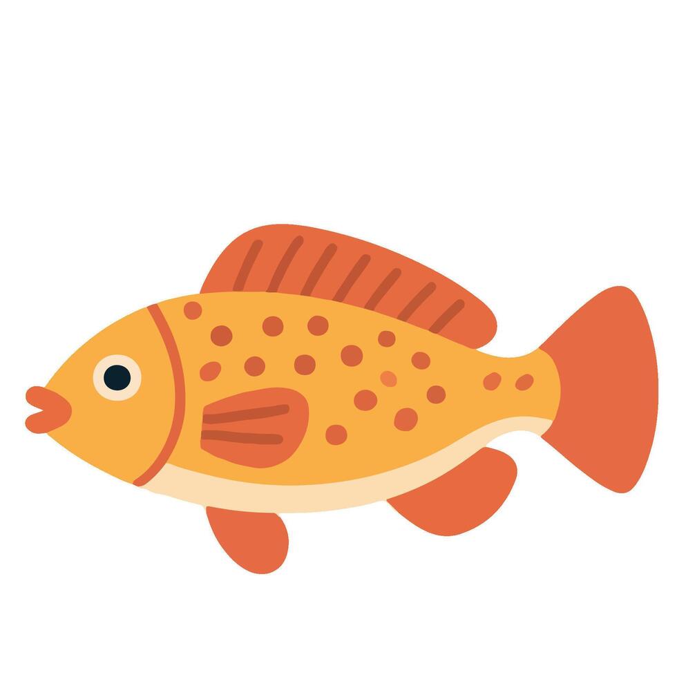 Playful Orange Fish with Dotted Pattern and Red Fins. vector