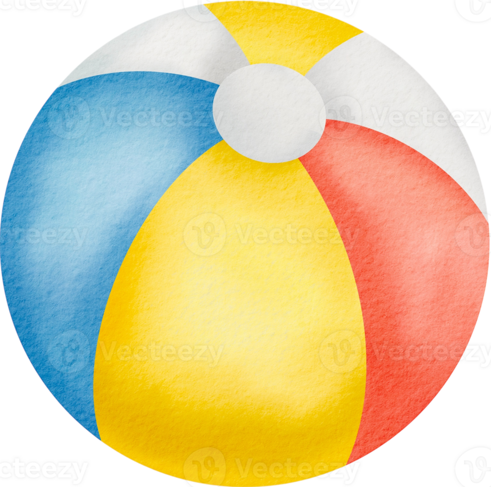 Colorful beach ball watercolor png