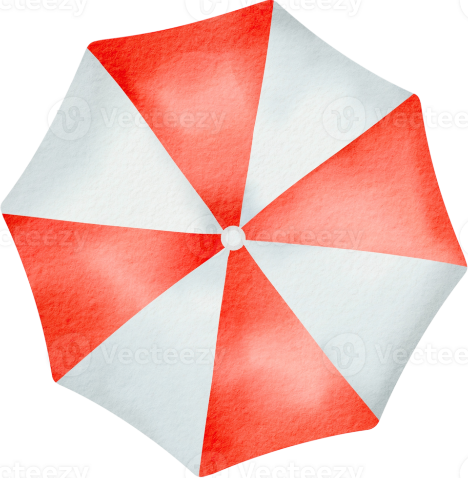 Red beach umbrella watercolor summer element png