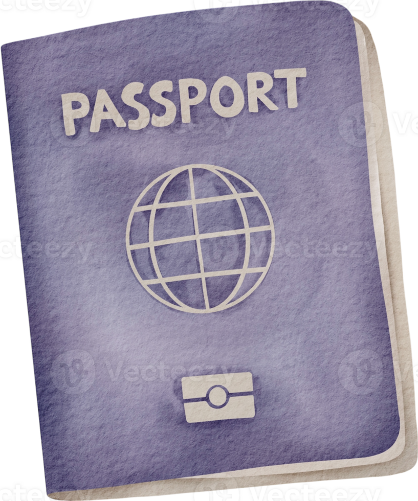 Passport watercolor clipart png