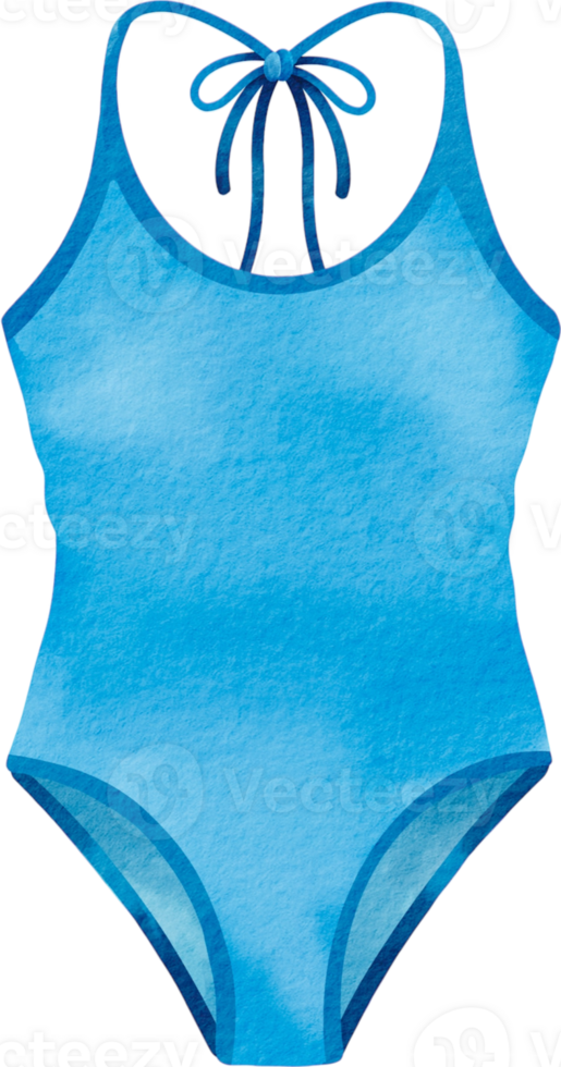 Blue one piece swimsuit watercolor fashion png