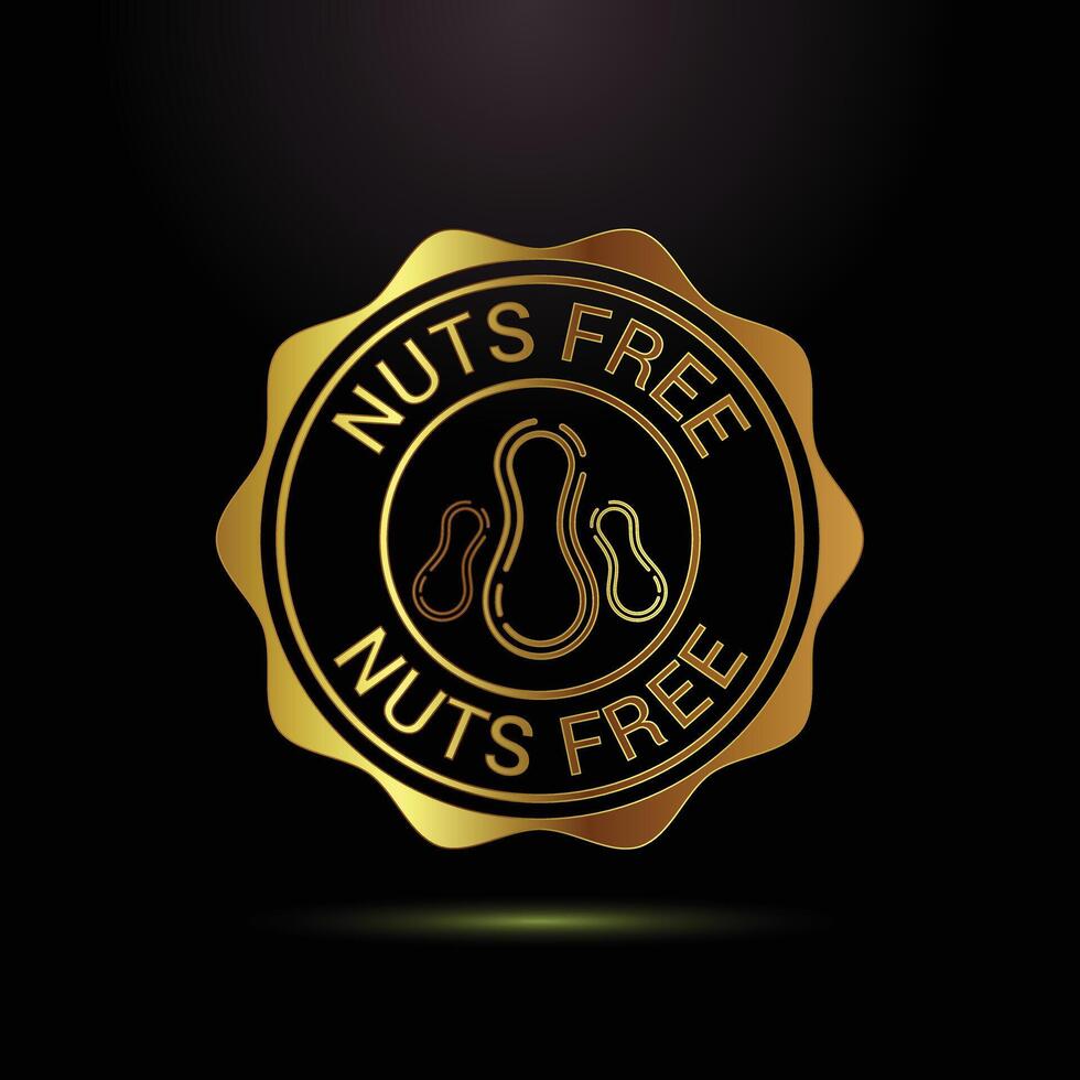 Golden Nuts Free Label Design Symbolizing Allergen Awareness and Safe Food Options for Consumers vector