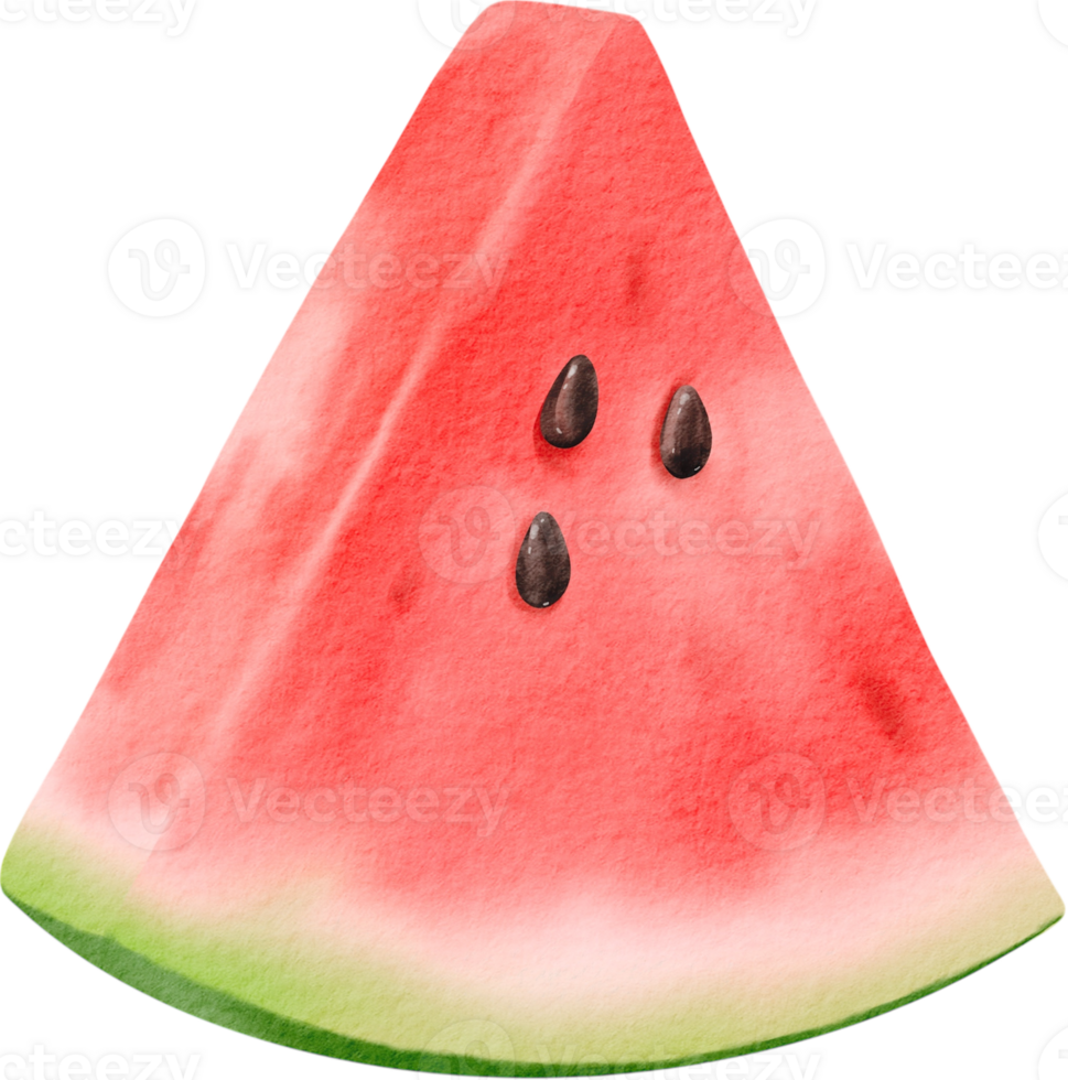 Watercolor slice of red watermelon png