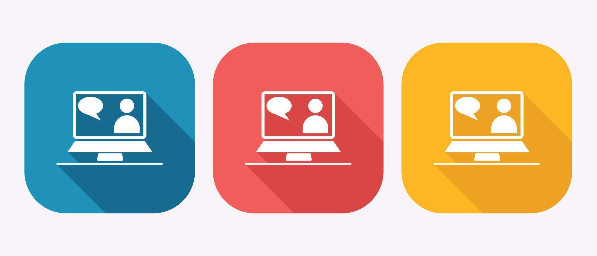 Video chat icons in various colors vector