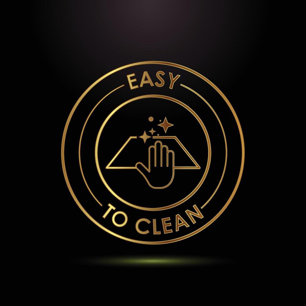 Easy to Clean Icon Golden Symbol for Surfaces and Hand Sanitation vector