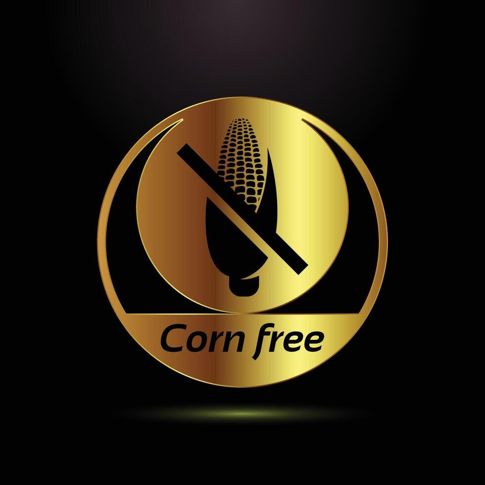Elegant Corn Free Label Golden Design for Products and Packaging Food Allergy Awareness Symbol vector
