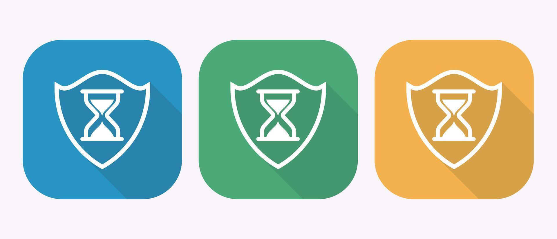 Colorful hourglass shield icons vector