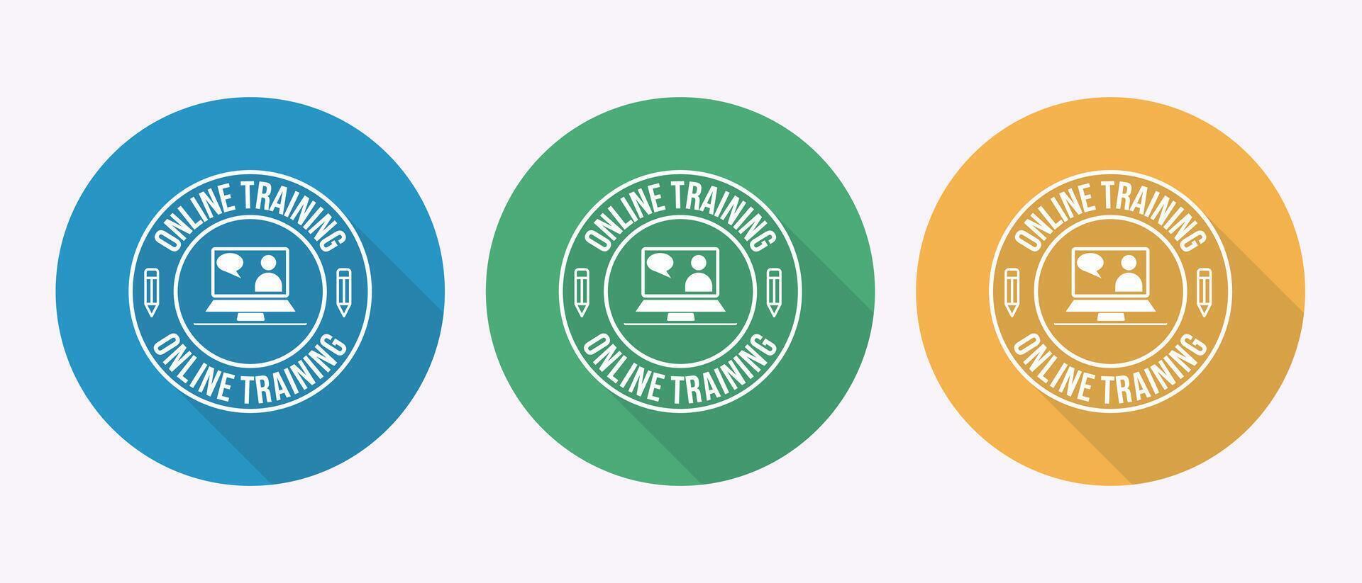Colorful online training icons vector
