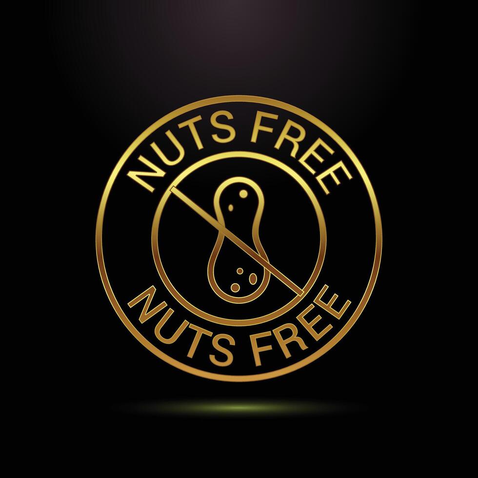 Elegant Gold Nuts Free Label Design A Symbol Of Food Safety And Awareness vector