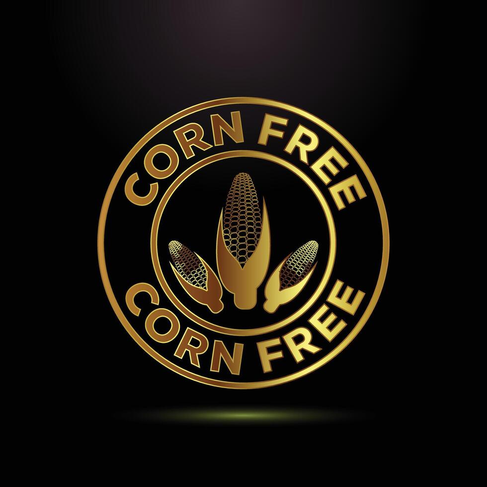 Golden Corn Free Seal Emblem Representing Absence of Corn and Health Consciousness for Consumers vector