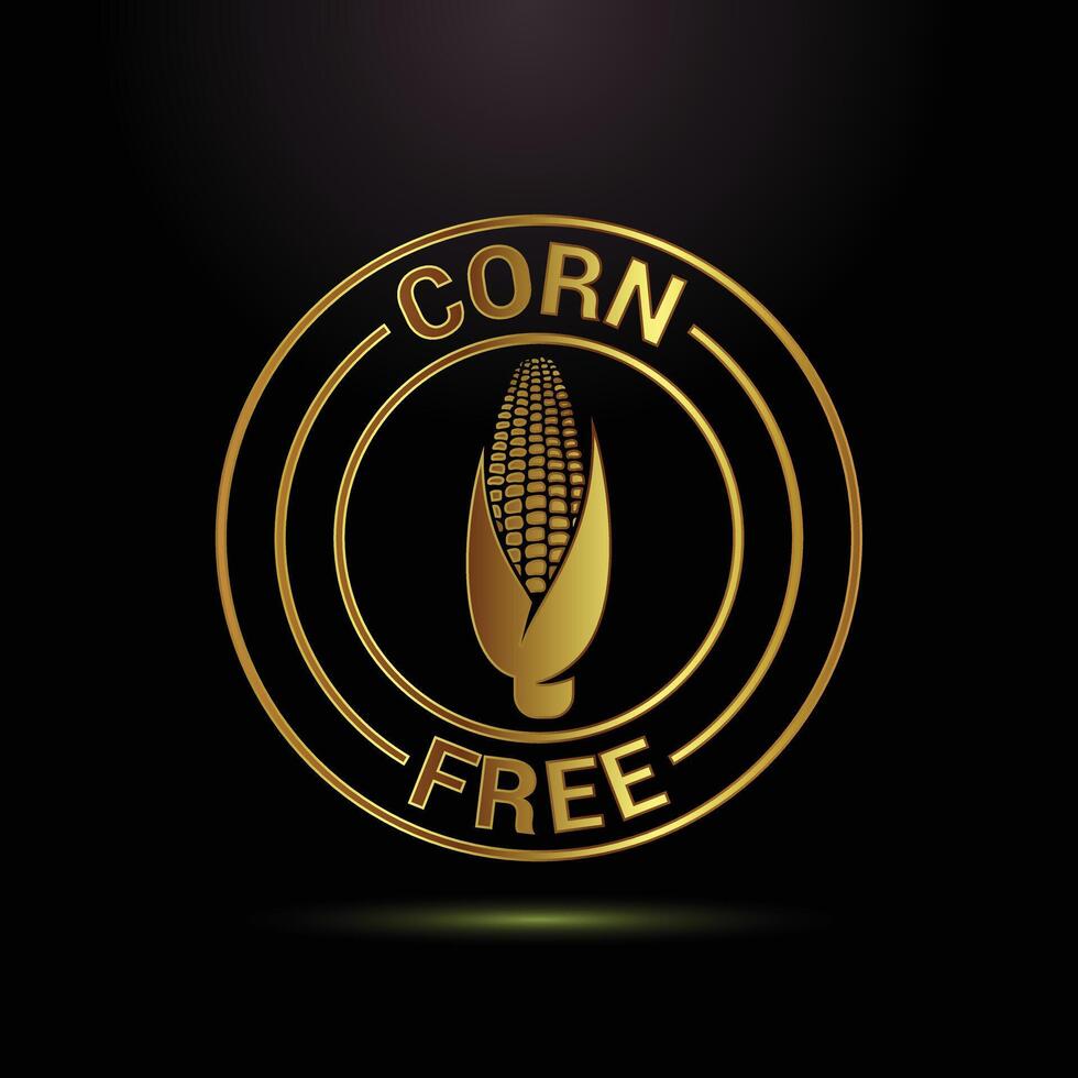 Golden Corn Free Label Illustrating Dietary Restriction and Healthy Food Choices Emblem vector
